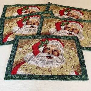 Vintage Festive Santa Claus Holiday Placemats - Set of 5